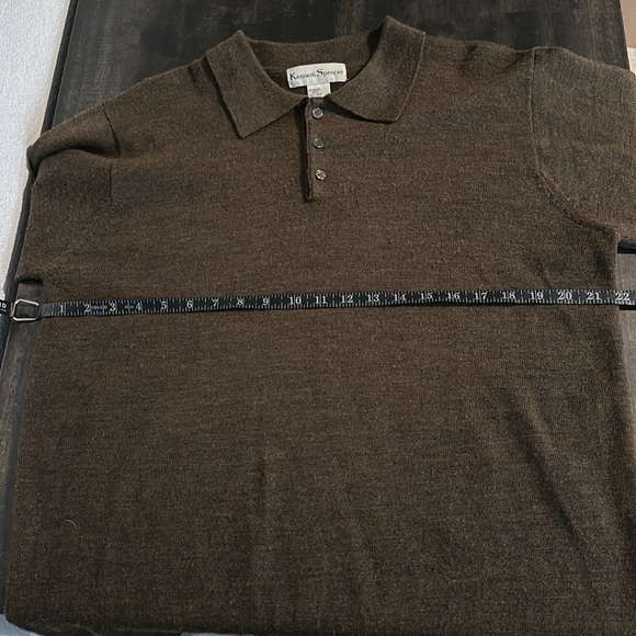 Kenneth Spencer Olive 100% Wool Polo Collared Sweater Size Large - Picture 5 of 6